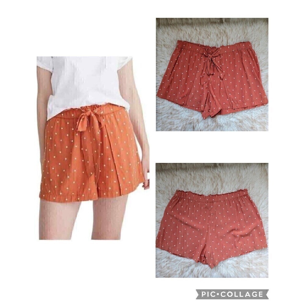 Madewell Drapey‎ Pull-On Shorts Skort Large Polka Dot High Rise Front Tie
